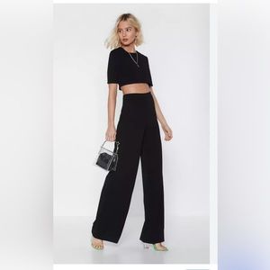 NWT Nasty Gal Breaking Up Top & Pant Set in black size 6